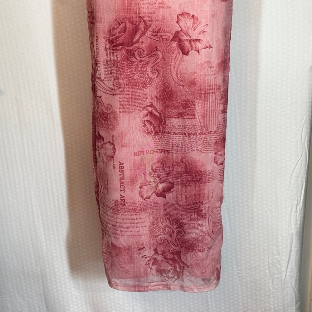 SHEIN Pink Floral Lace Trim Corset‑Style Mesh Maxi Dress — Size S - Picture 8 of 16